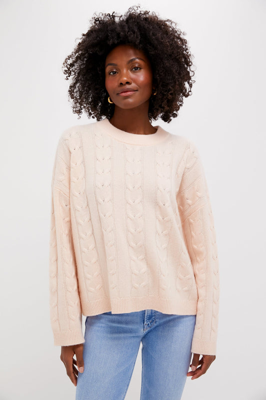 Soft Pink Cashmere Eloise Cableknit Sweater