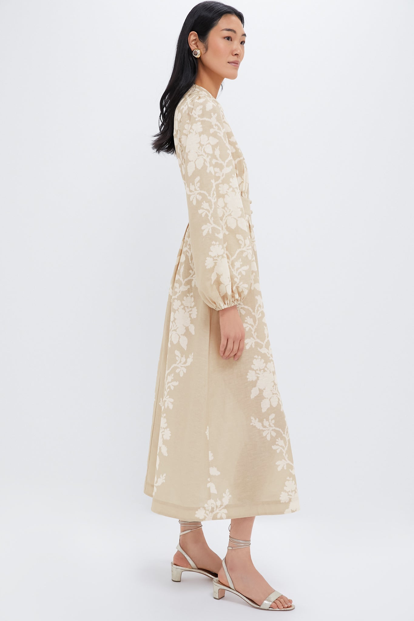 Sand Floral Stripe Serena Dress