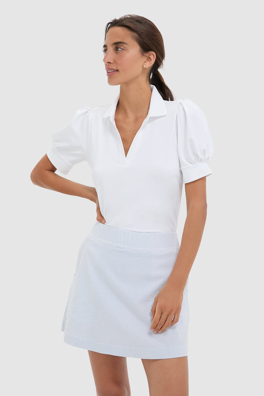 White Puff Sleeve Caroline Polo