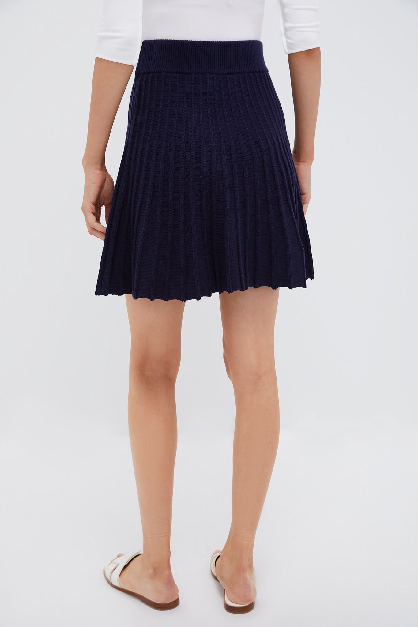 Navy Knit Pleated Saylor Skirt