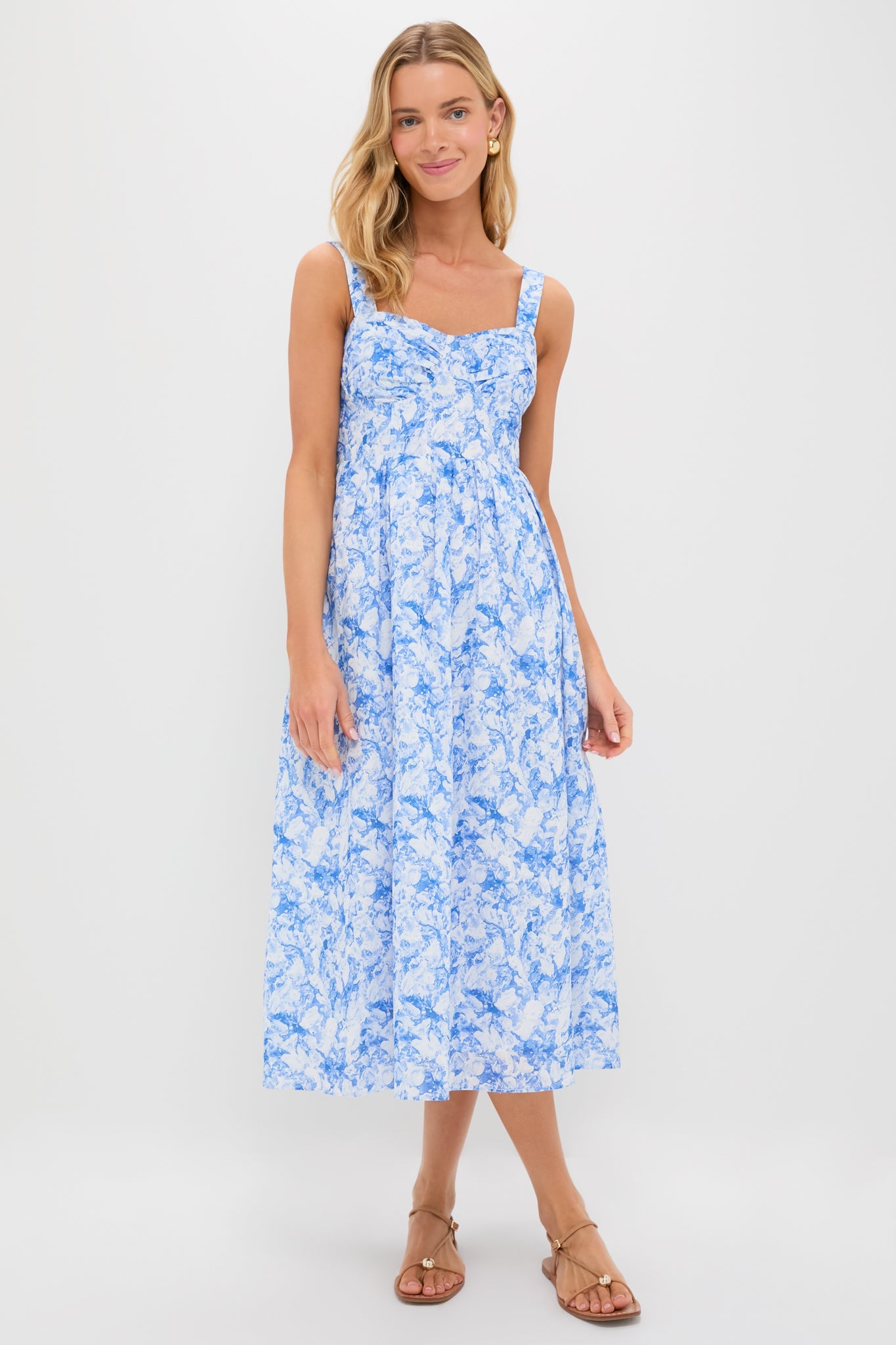 Blue Watercolor Annette Midi Dress