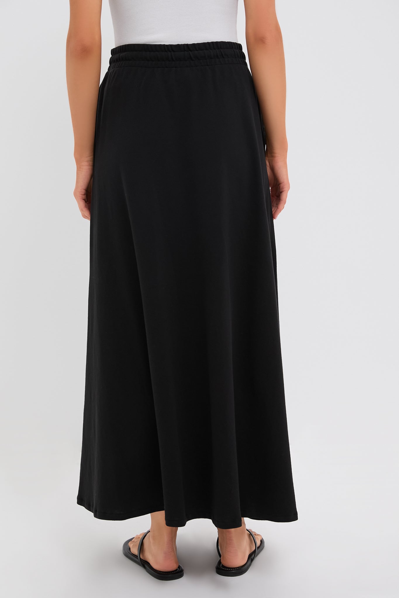 Black Pique Ballard Maxi Skirt