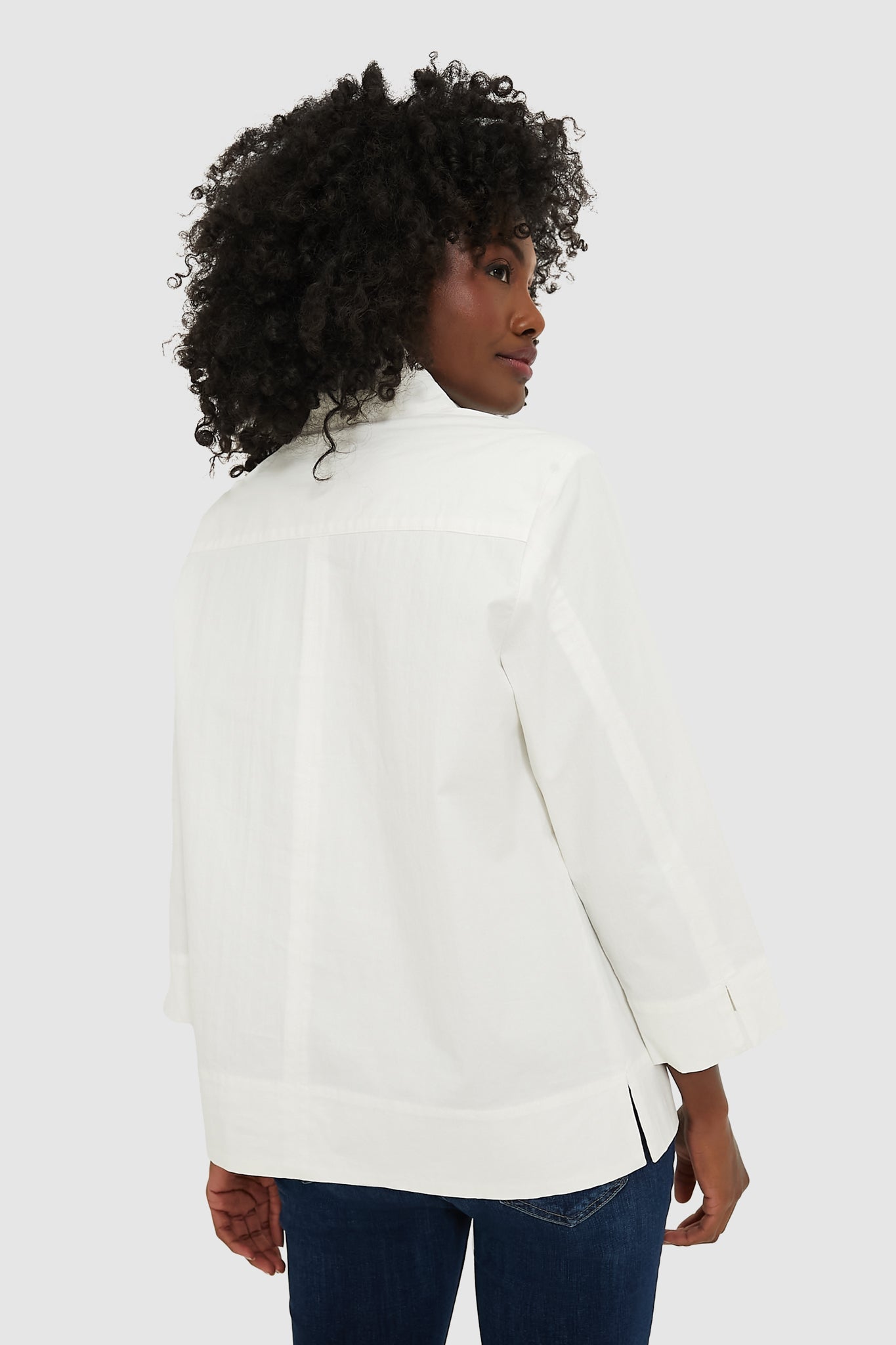 White Margot Stand Collar Blouse