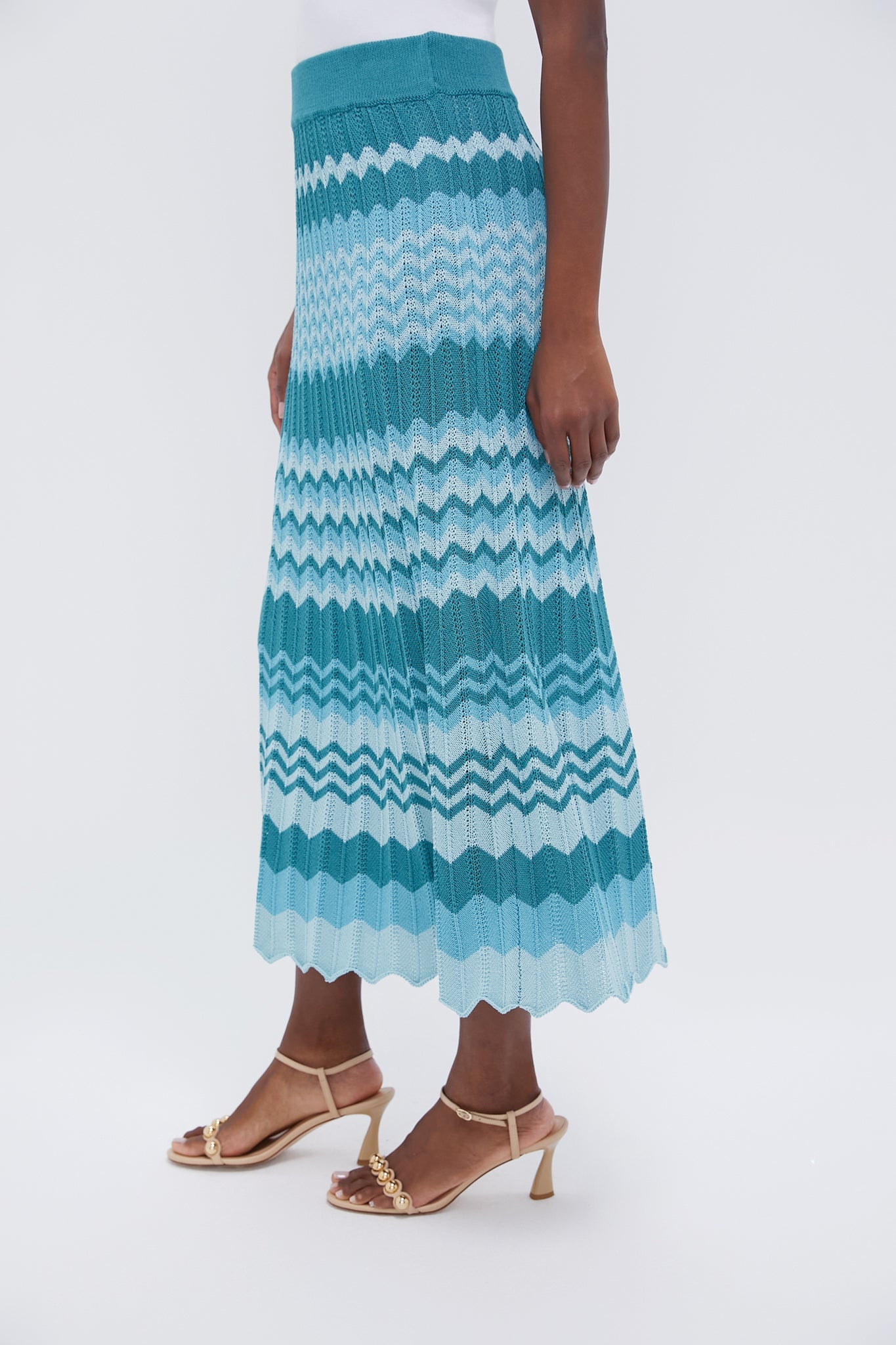 Aqua Crochet Stripe Sylvie Skirt