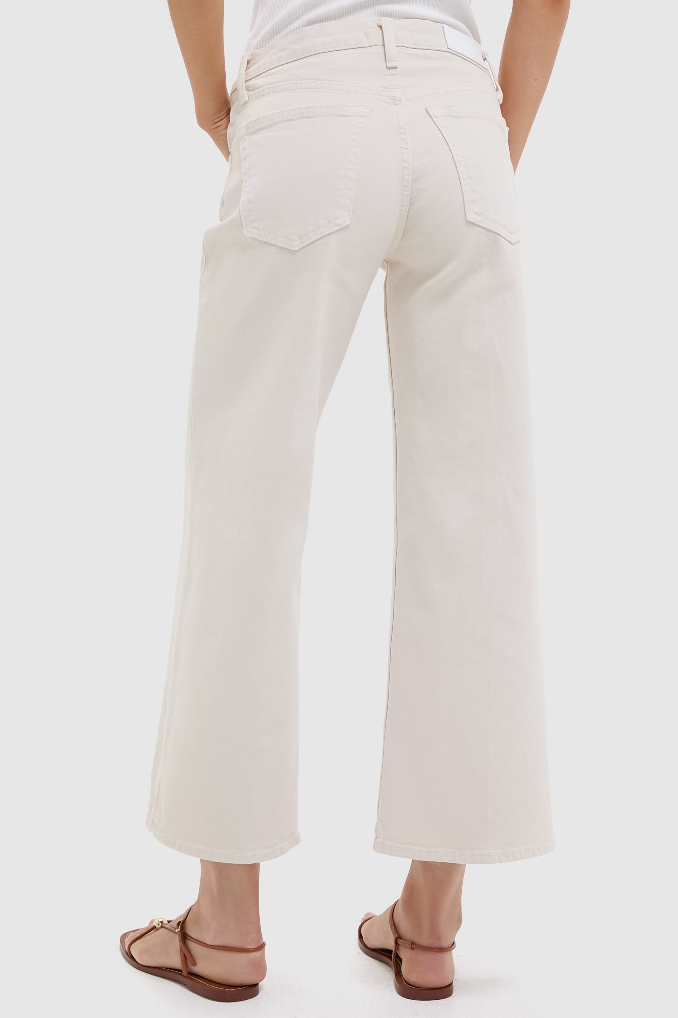 Vintage White Mid Rise Wide Leg Crop