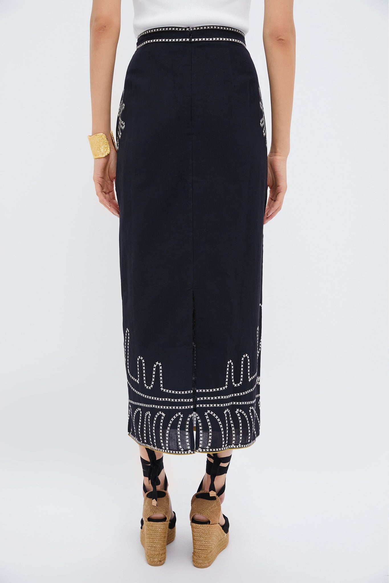 Black and Lime Stitch Portia Skirt