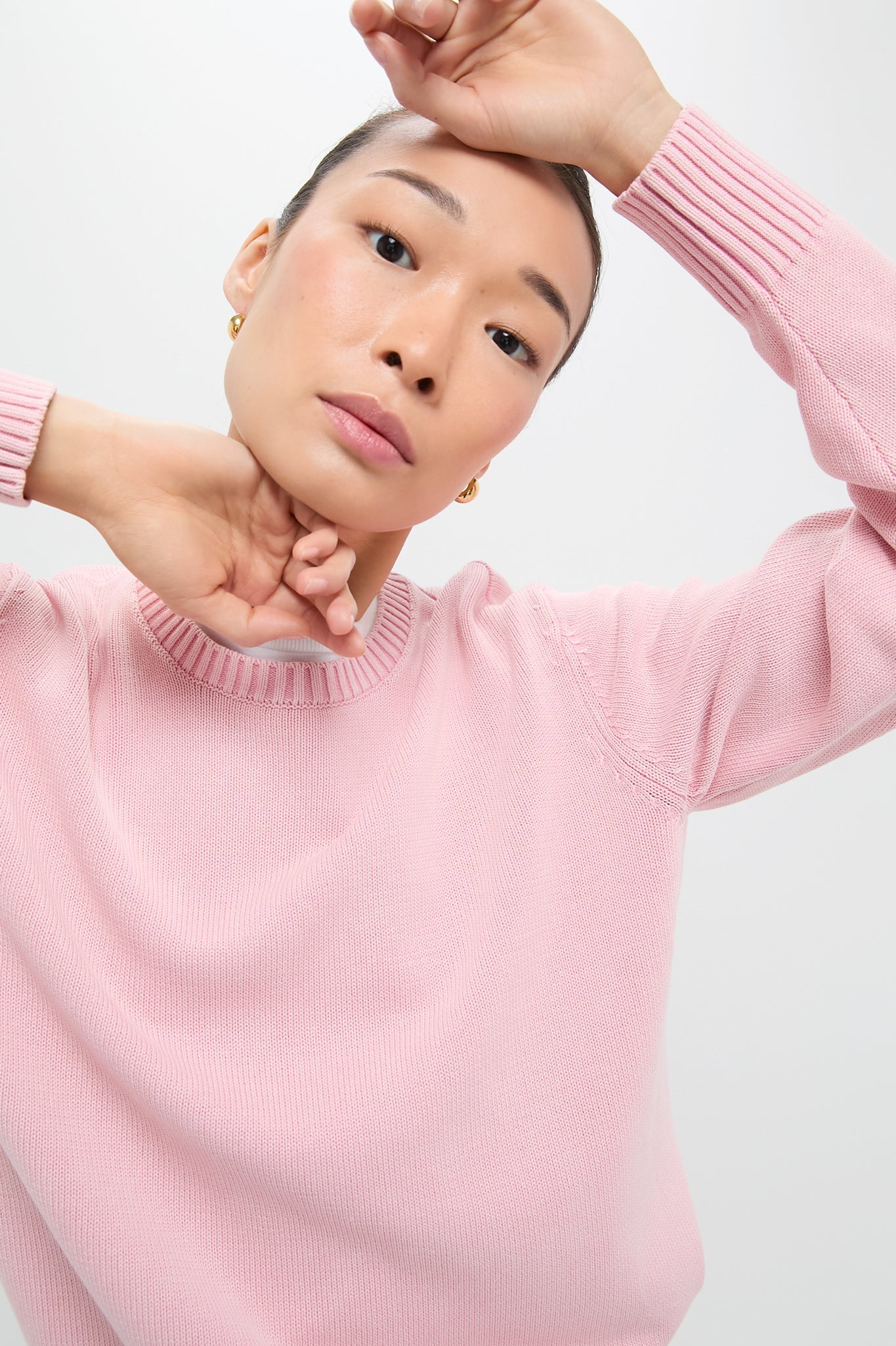 Pink Stone Washed Cotton Anne Crewneck Sweater
