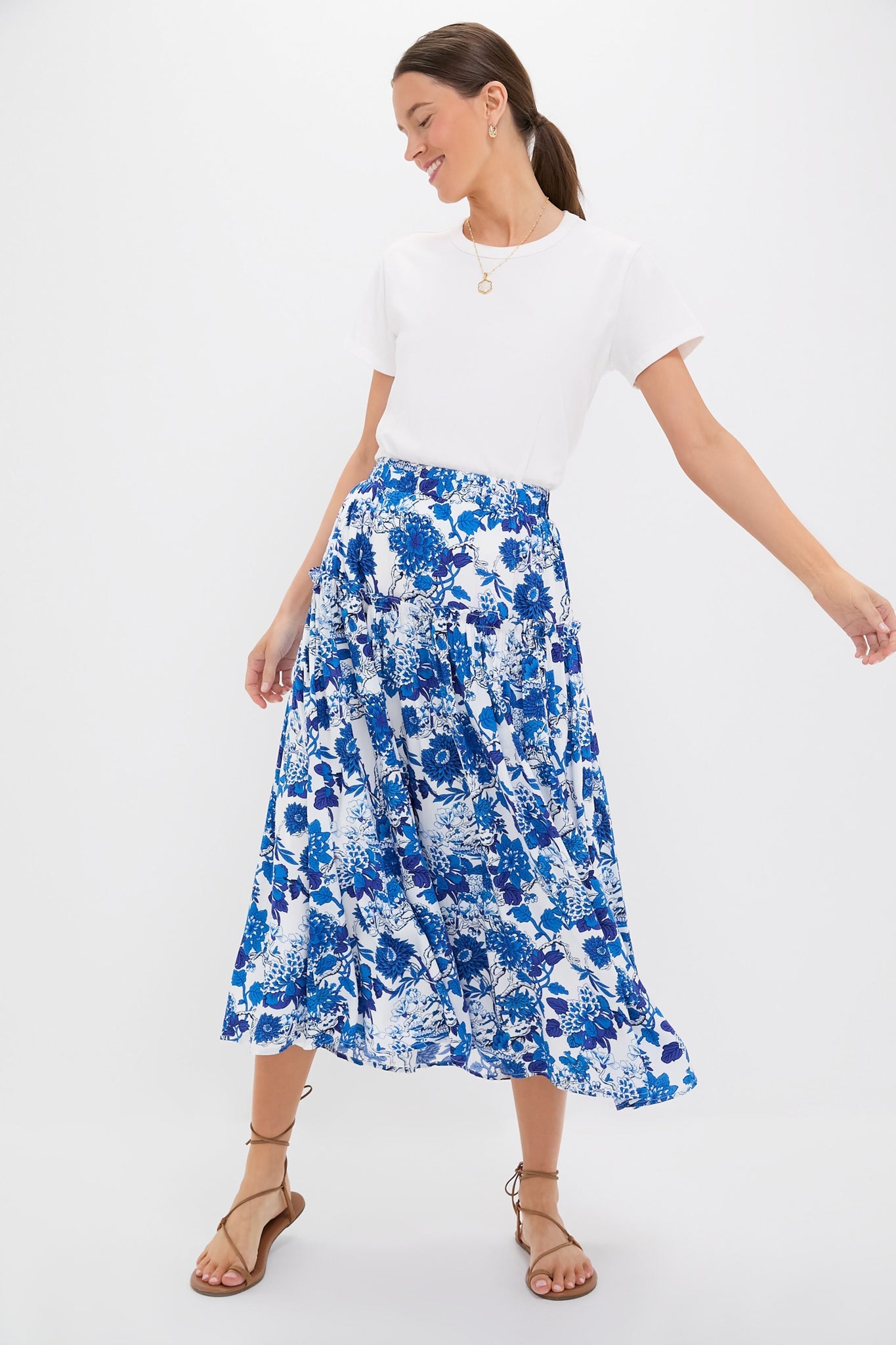 Indigo & Blue Floral Isla Maxi Skirt
