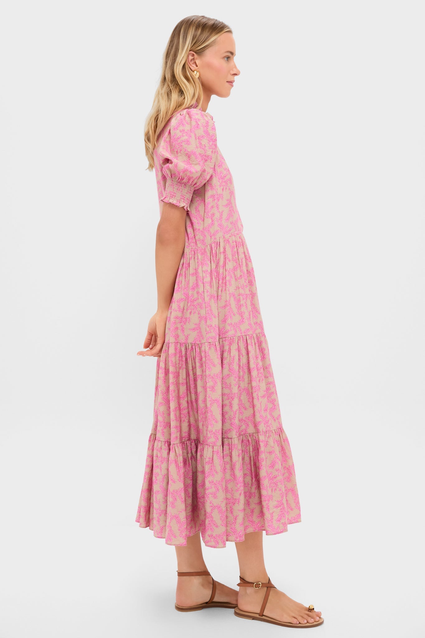Tan & Pink Vines Bennett Maxi Dress