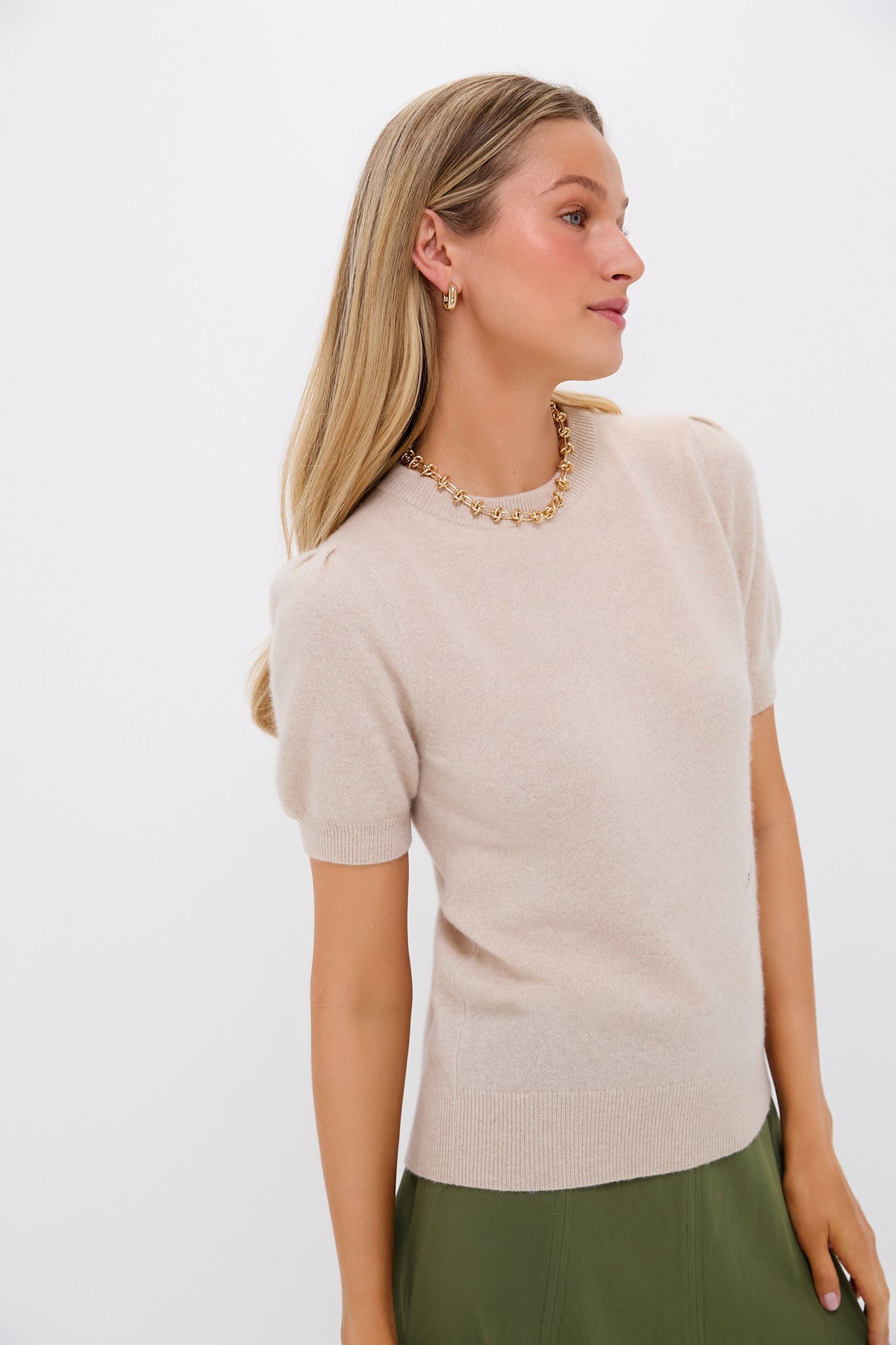 Sandstone Short Sleeve Cashmere Audrey Sweater