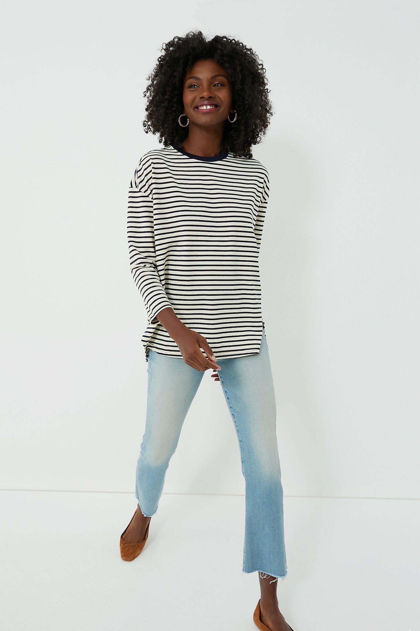 Navy Striped Knit Popover