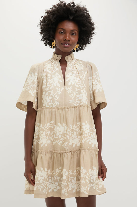 Sand Floral Stripe Crawford Dress