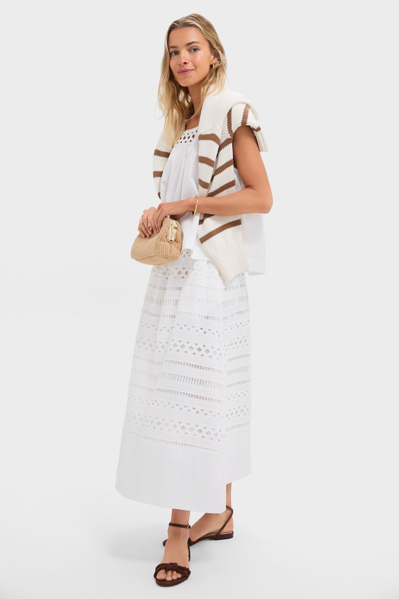 White Cotton Eyelet Laurel Skirt