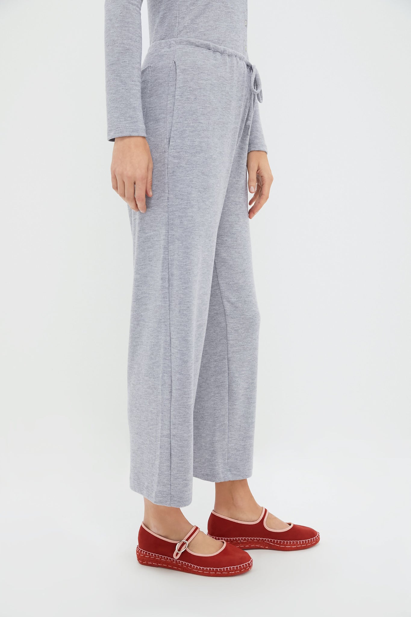 Grey Melange Lauren Crop Drawstring Pants