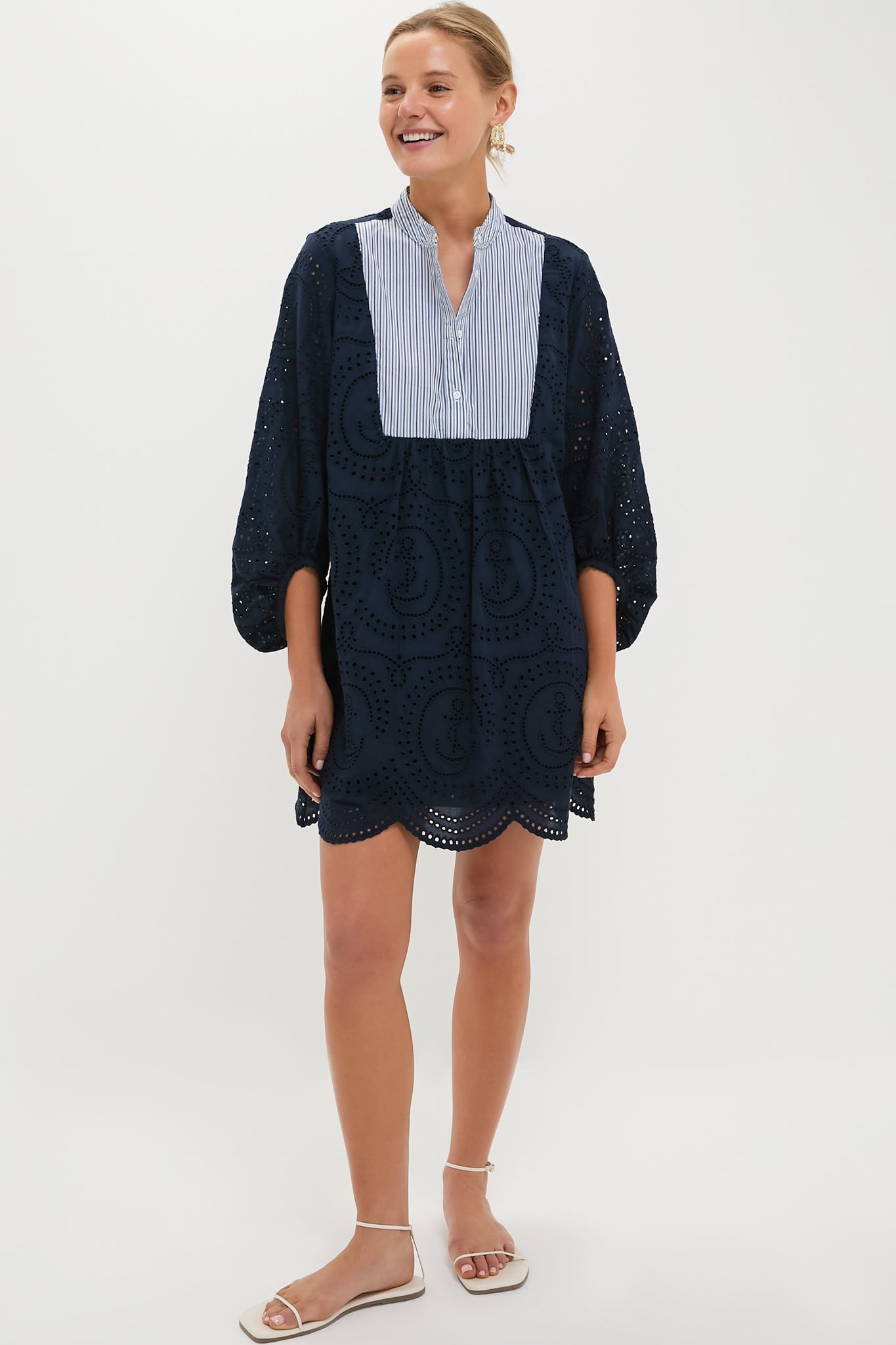 Navy Nautical Eyelet Mini Calliope Dress