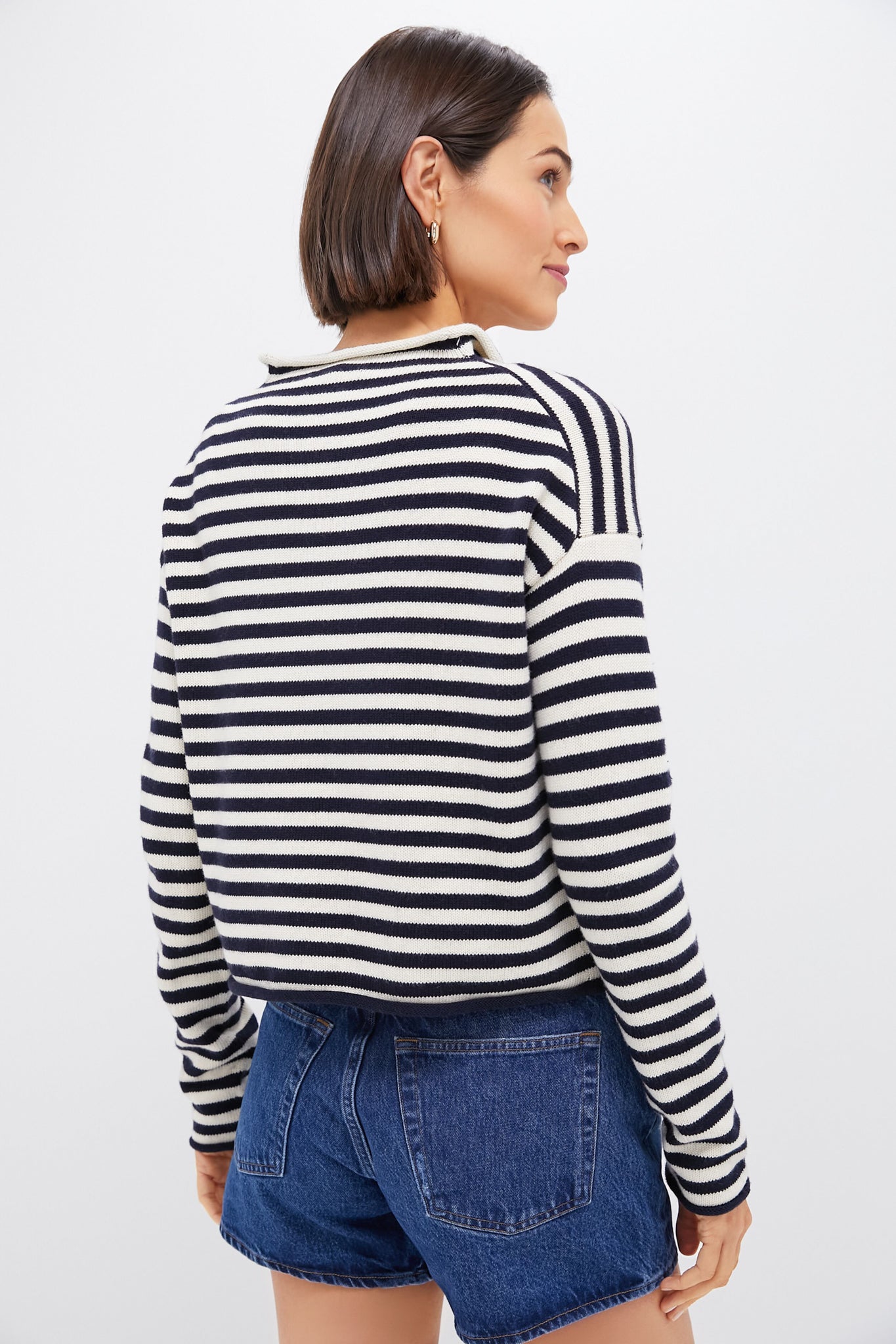 Navy and Ivory Stripe Taylor Cardigan