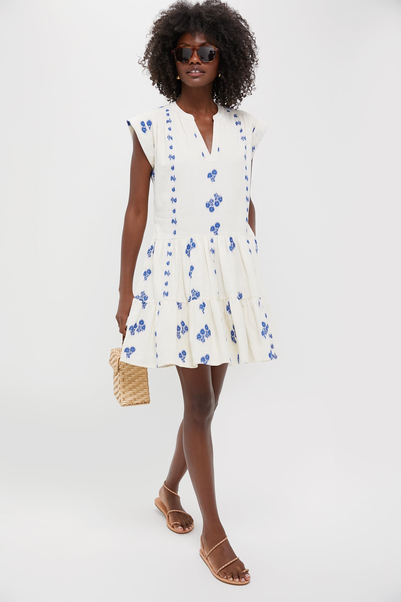Wicklow Blue Roll Sleeve Mini Dress