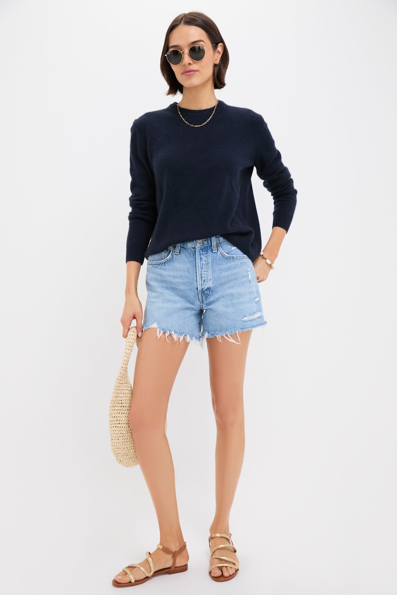 Navy Bodie Boyfriend Cashmere Crewneck Sweater