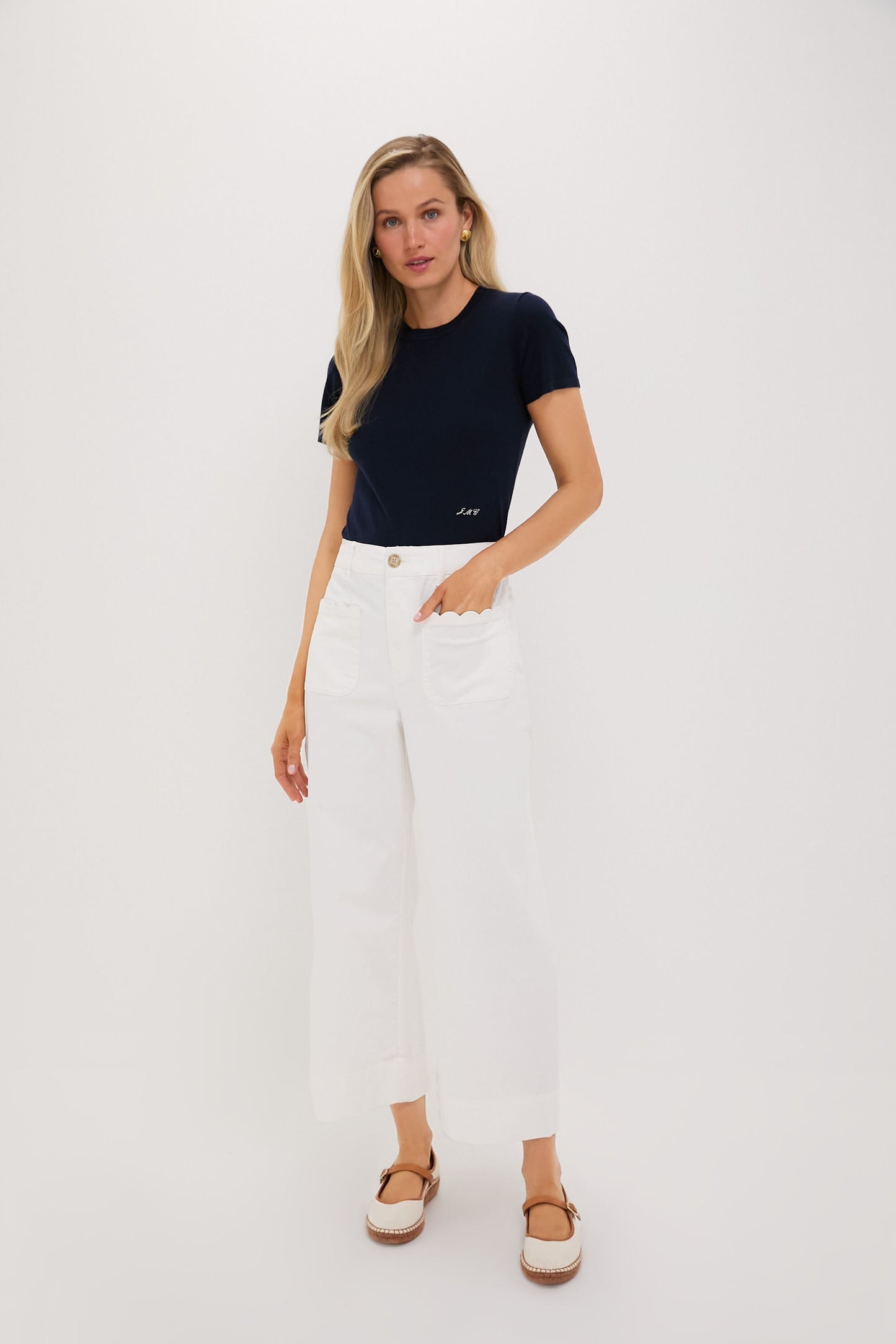 Navy Cashmere Silk Blend Katie Tee