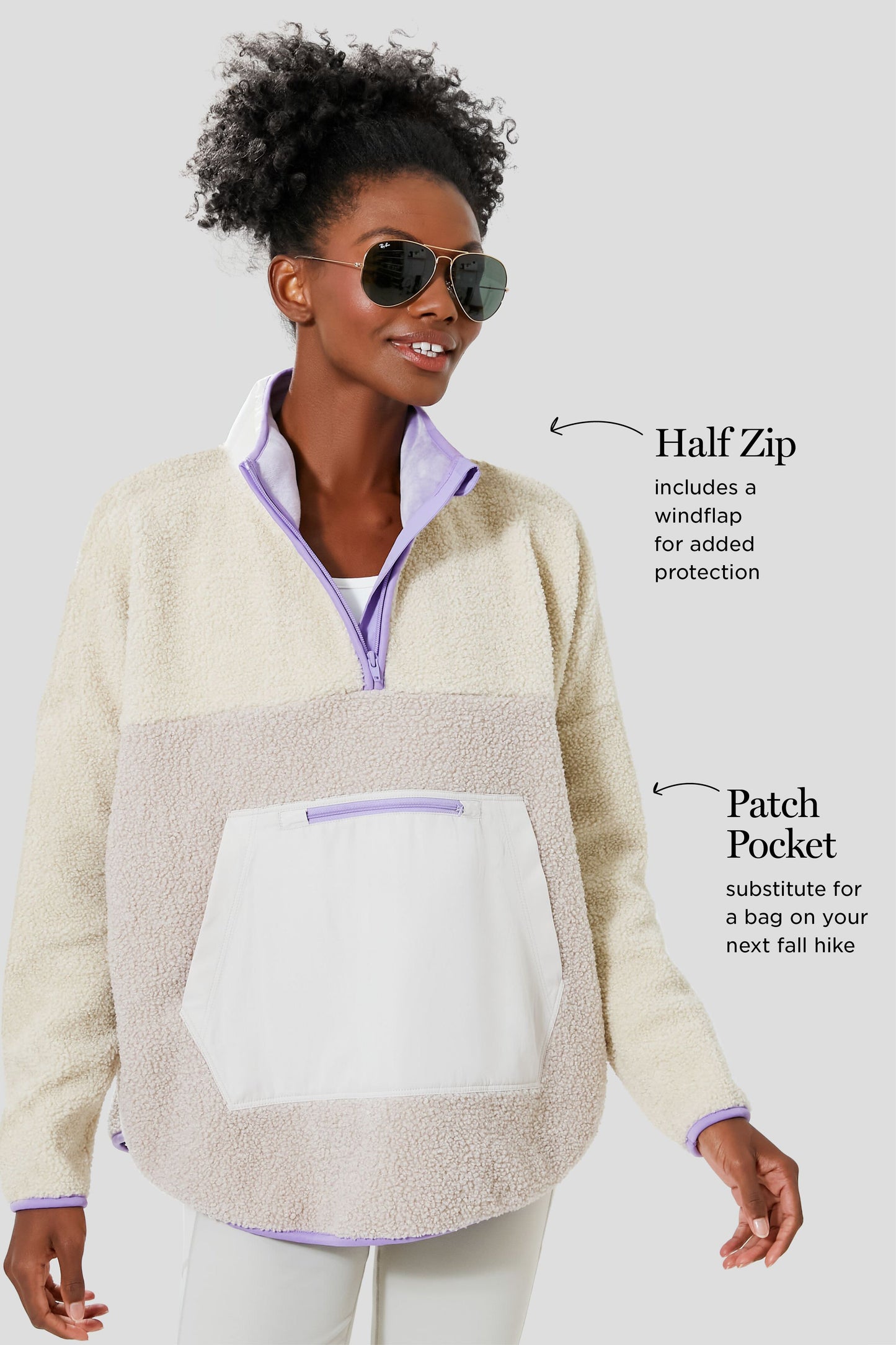 Gray and Lilac Fleece Cady Quarter Zip