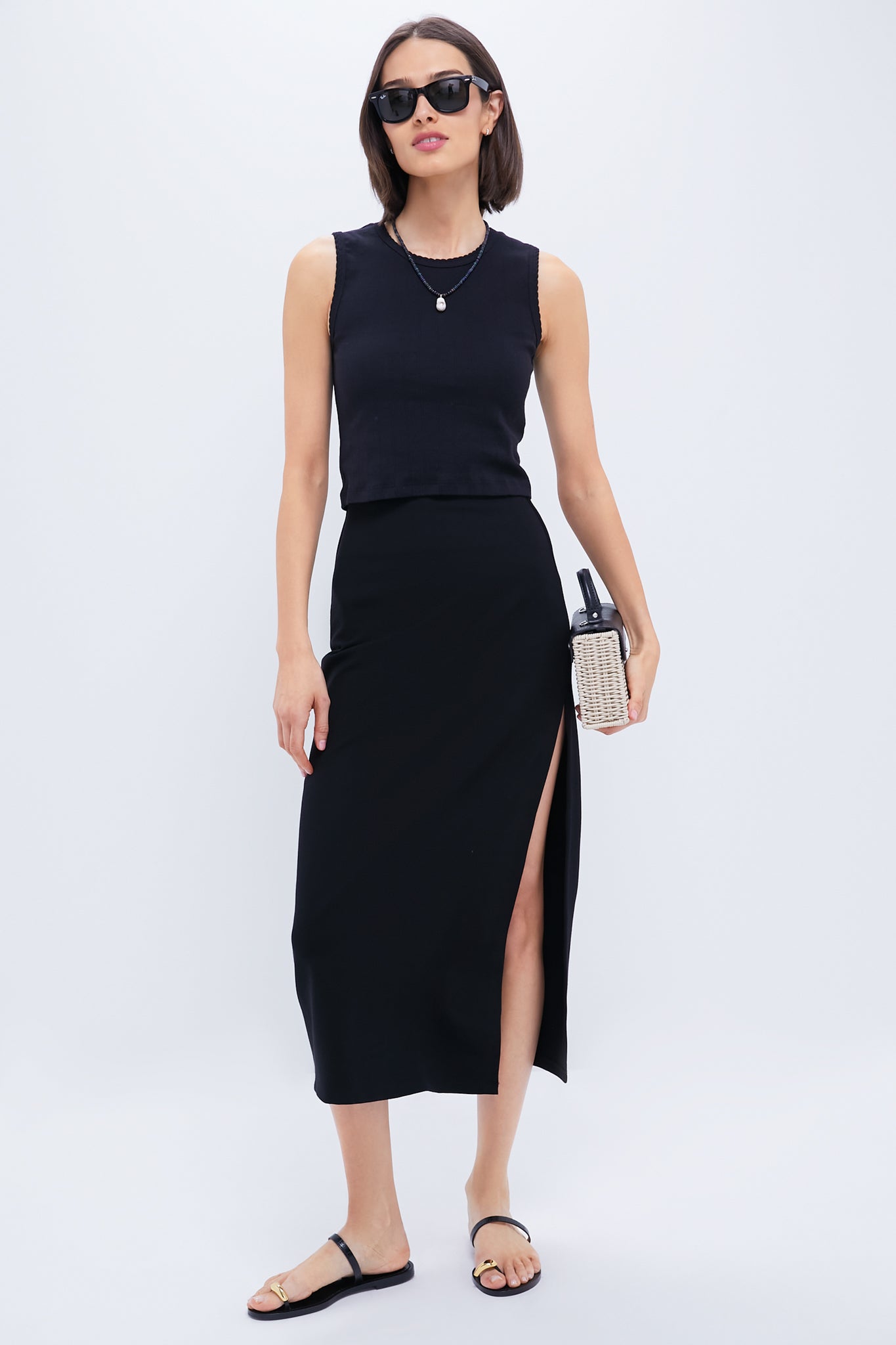 Black Rio Side Slit Skirt