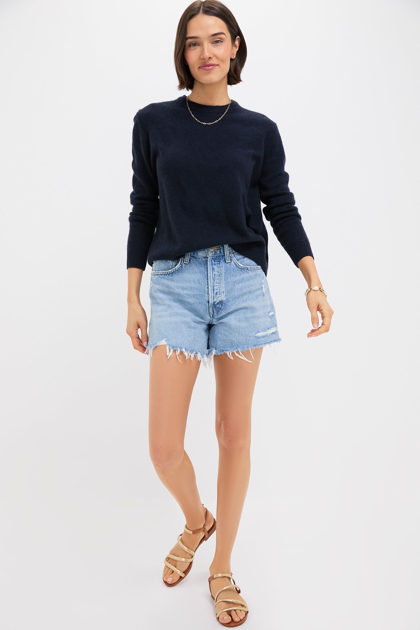 Navy Bodie Boyfriend Cashmere Crewneck Sweater