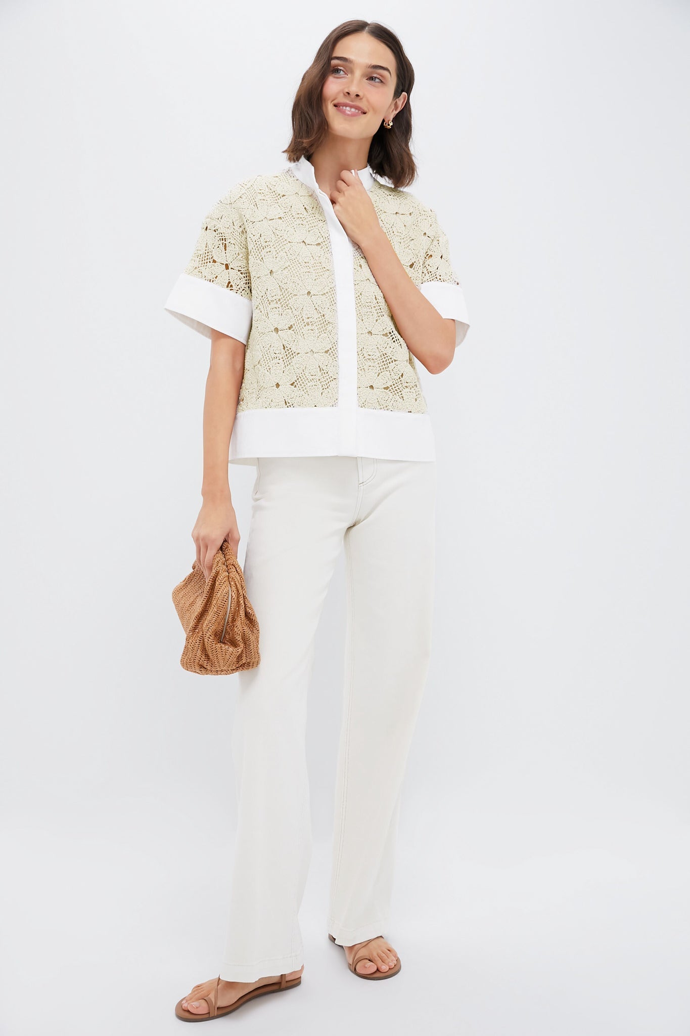 Tan Crochet Sofia Shirt