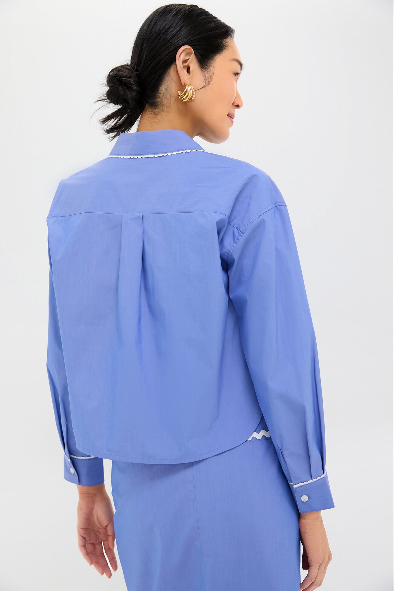 Sail Blue Cropped Jasper Button Down