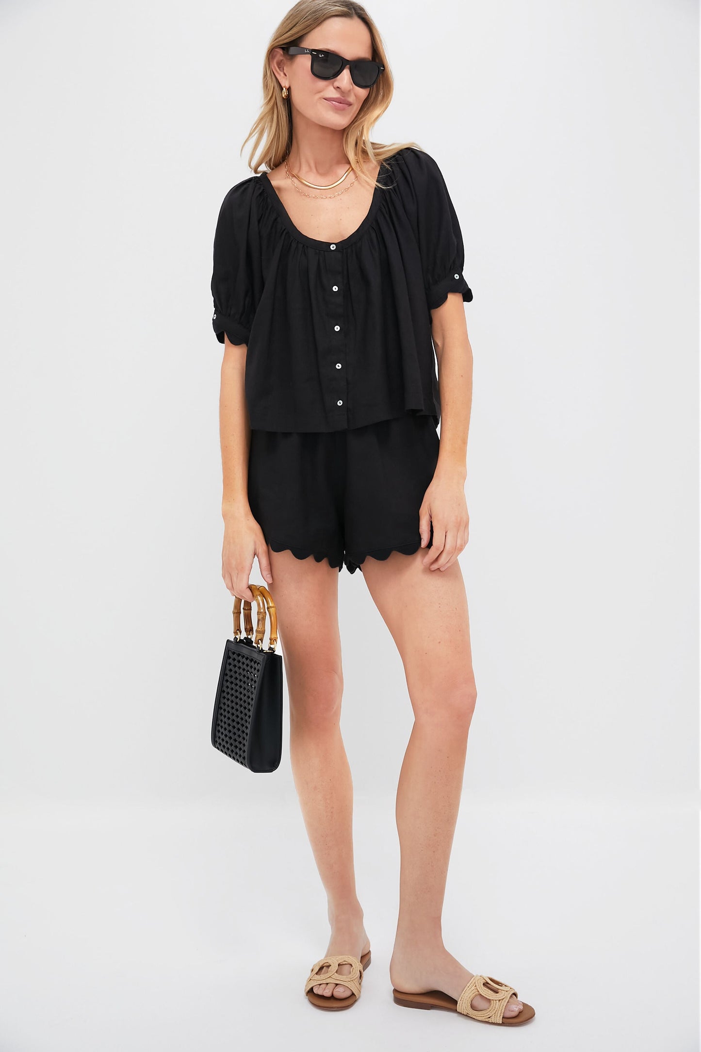 Black Linen Tully Top