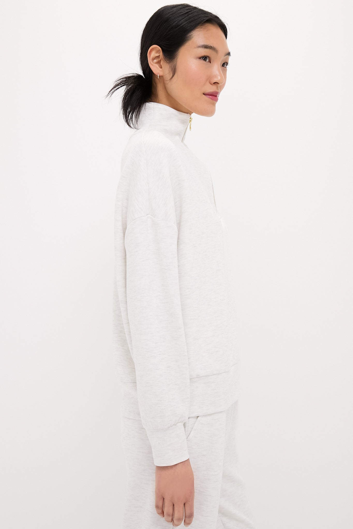 Ivory Marl Hawley Half Zip Sweat