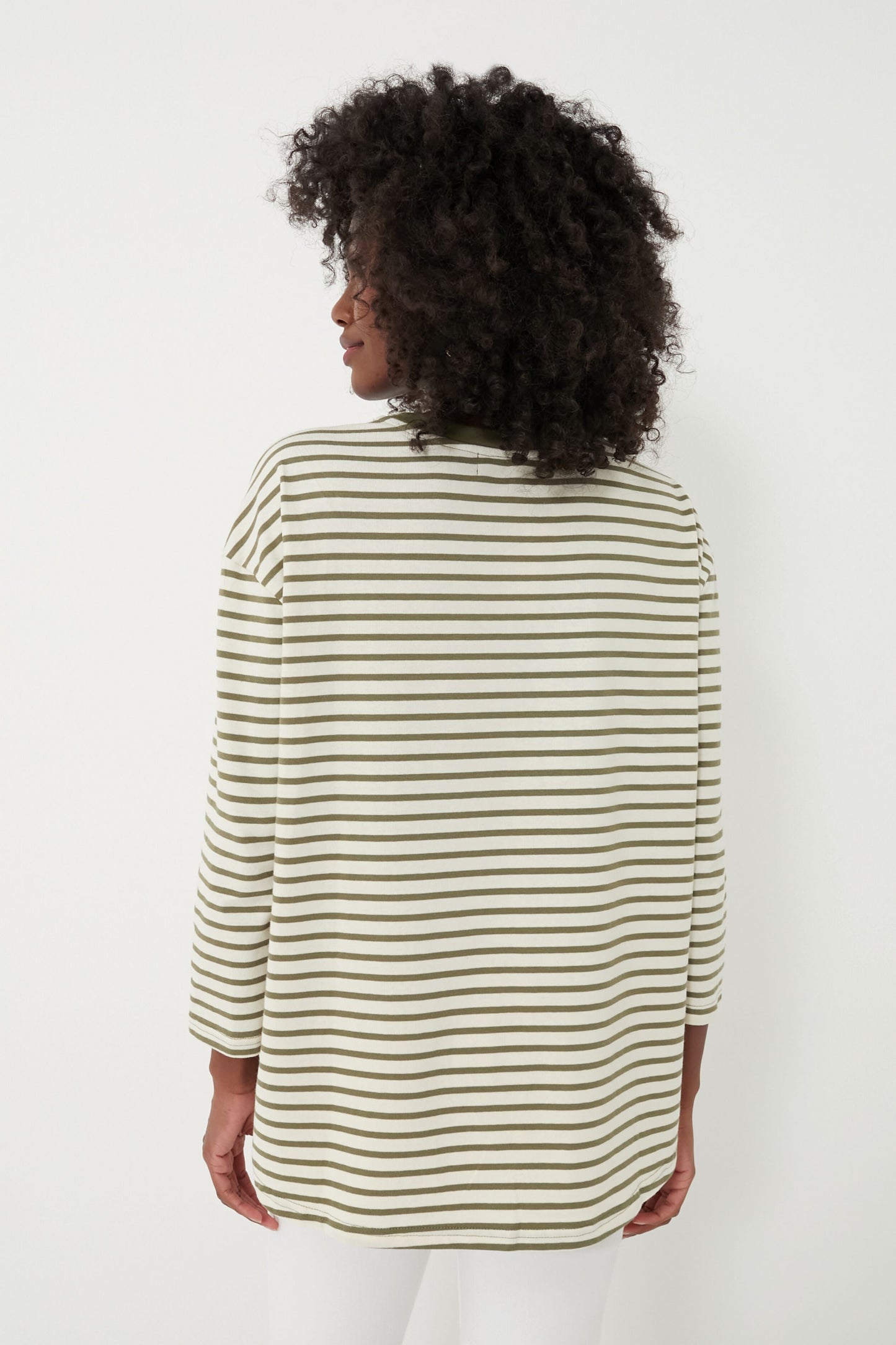 Olive Striped Knit Popover