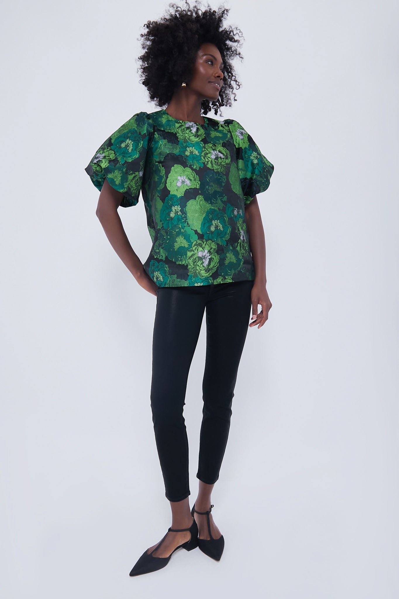 Green Jacquard Lyla Blouse
