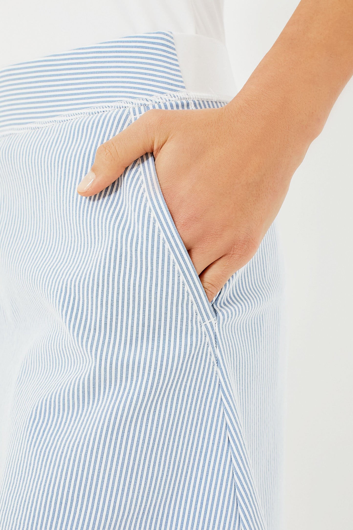Blue Seersucker 16 Inch Winefred Golf Skirt