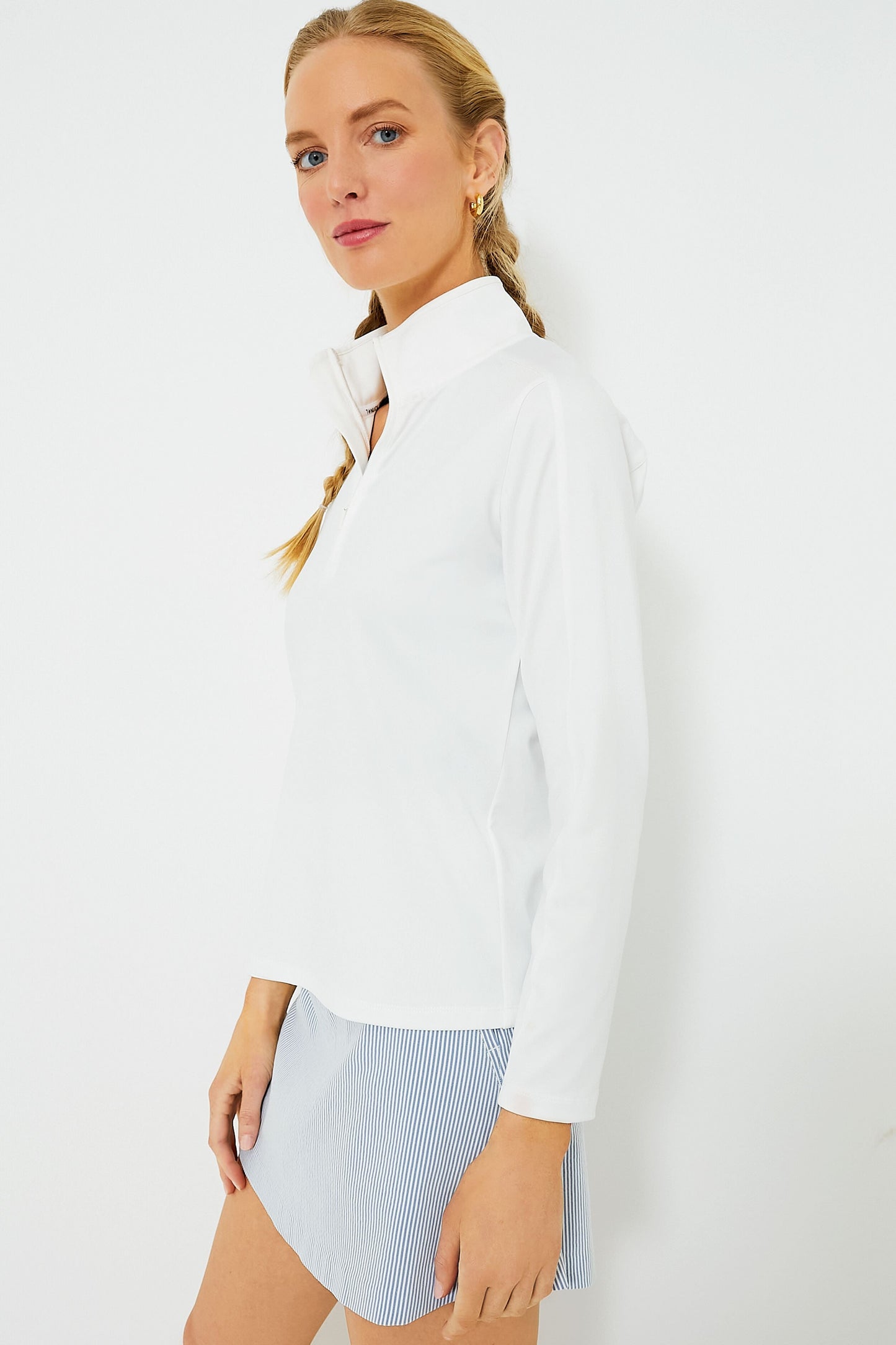White Carver Quarter Zip Tee