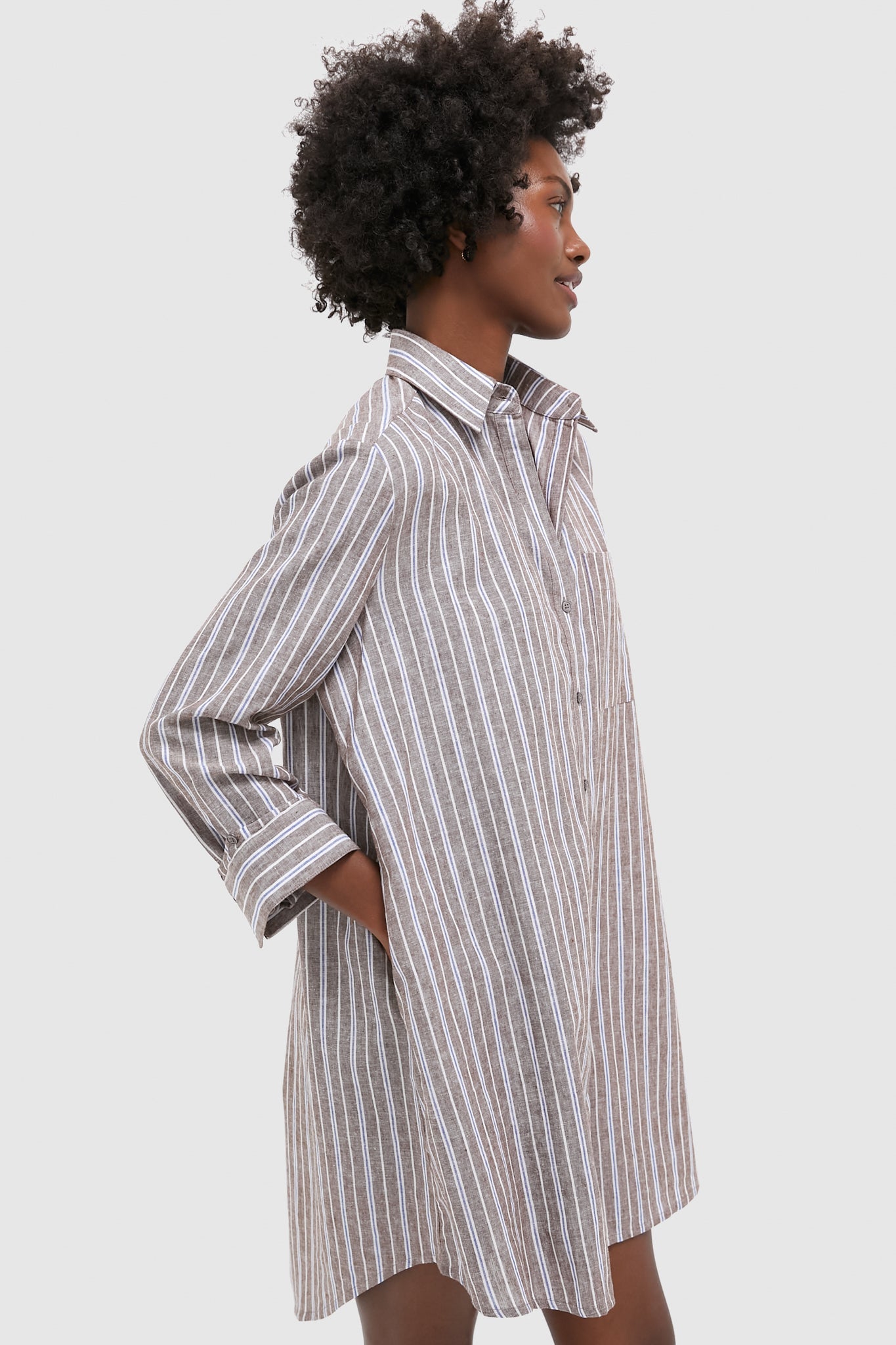 Summer Stripe Linen Carlotta Shirt Dress