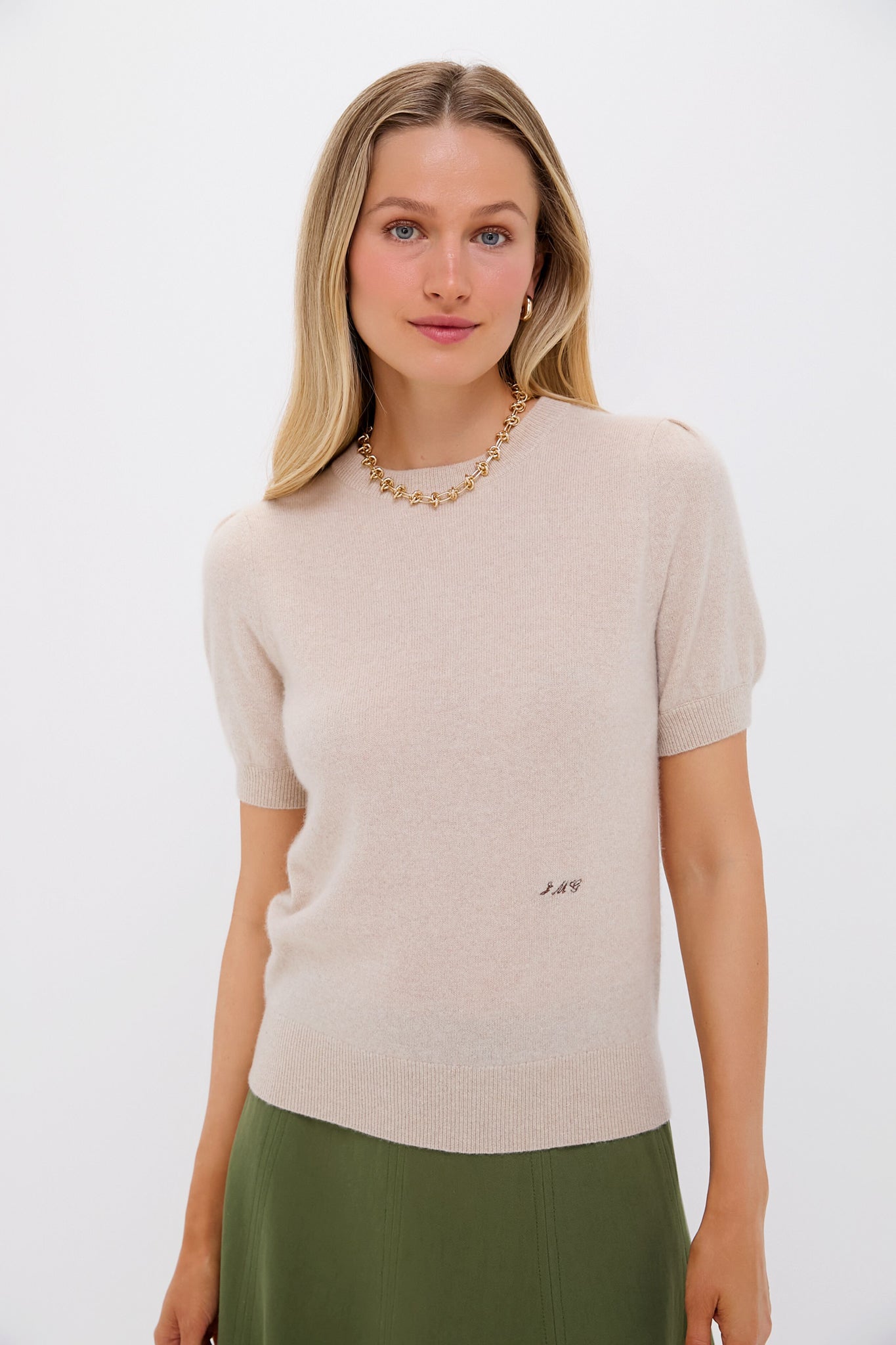Sandstone Short Sleeve Cashmere Audrey Sweater