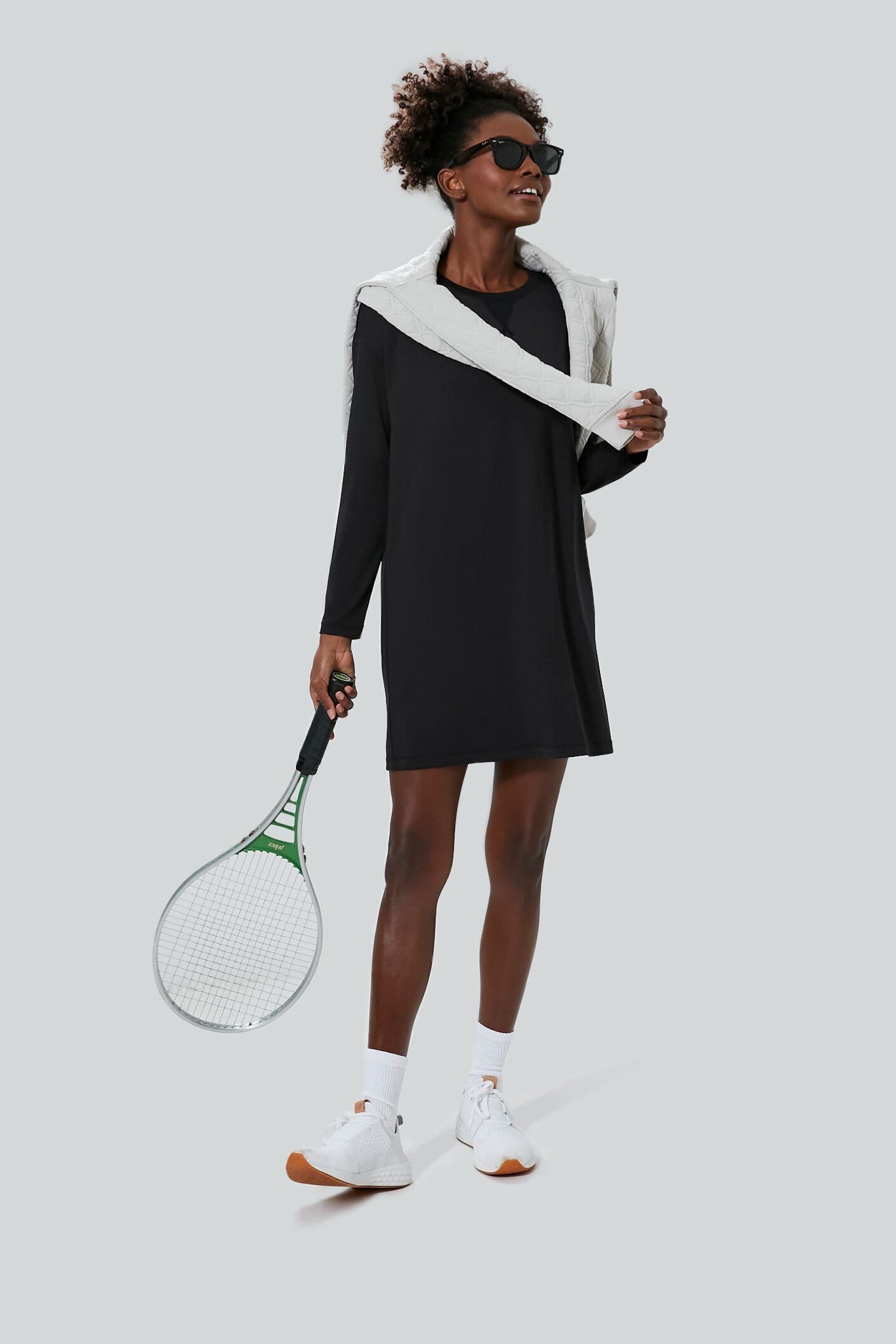 Black Long Sleeve Corinne Sport Dress