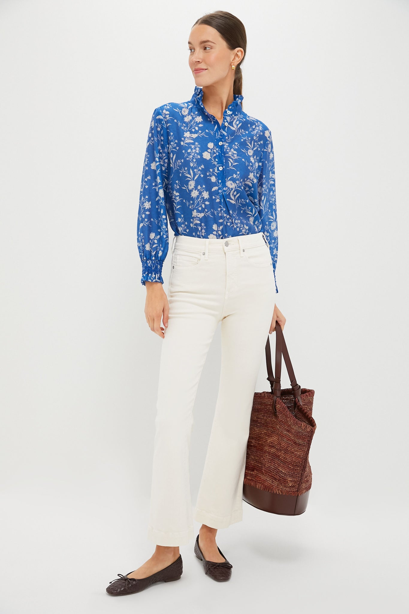 Limoges Floral Teagan Popover Top
