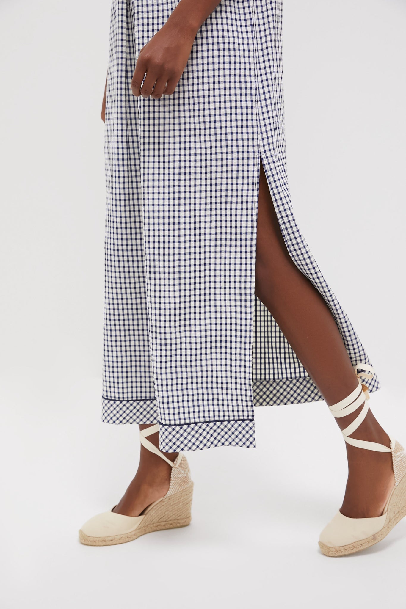 Navy Gingham Seersucker Haines Dress