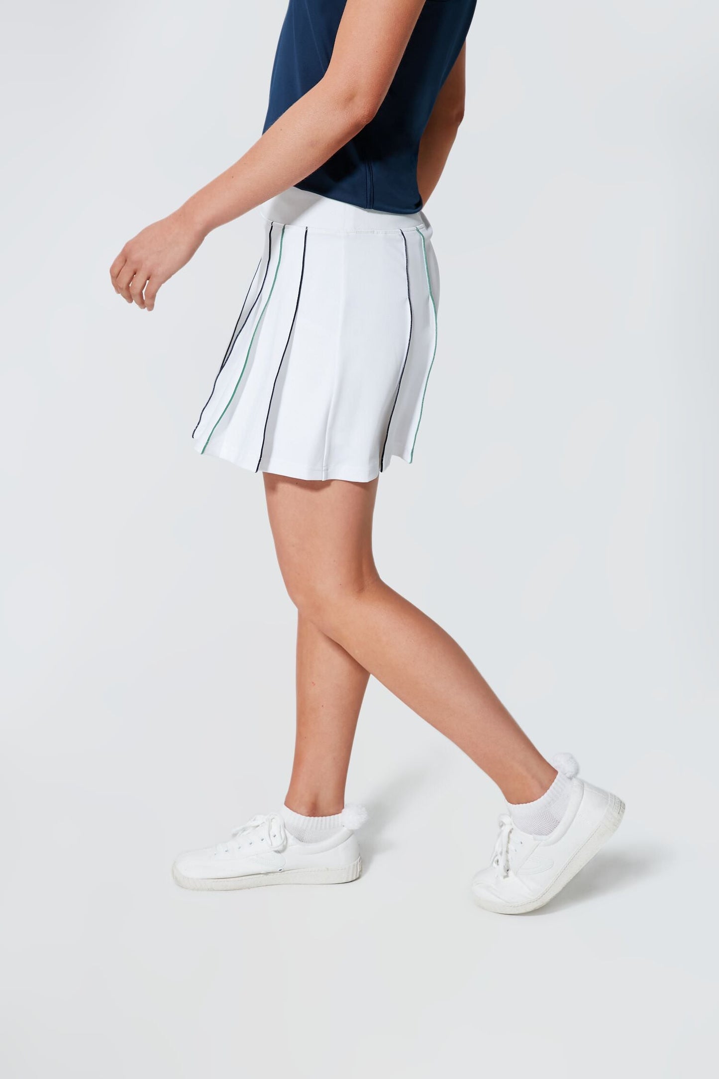 White Piped 15 Inch Lydia Tennis Skirt