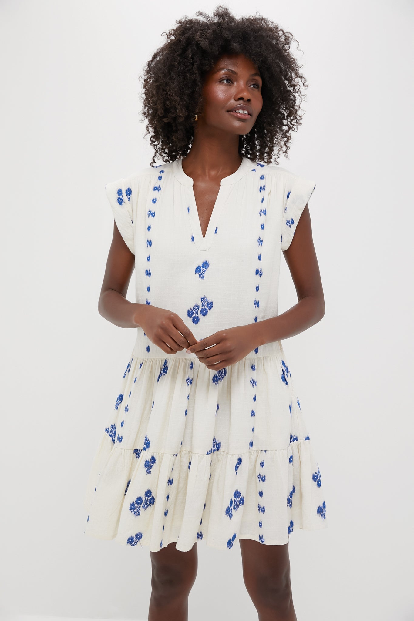 Wicklow Blue Roll Sleeve Mini Dress
