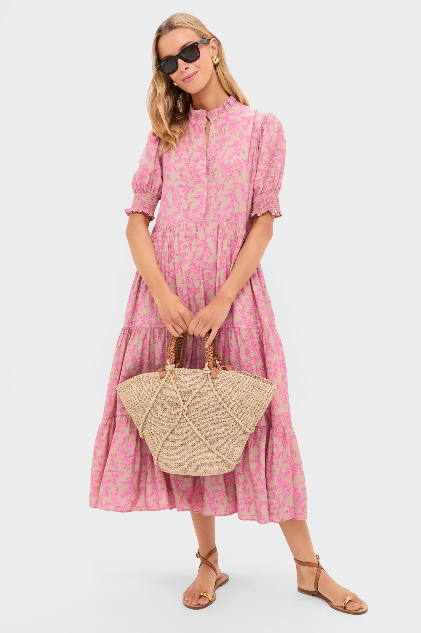 Tan & Pink Vines Bennett Maxi Dress