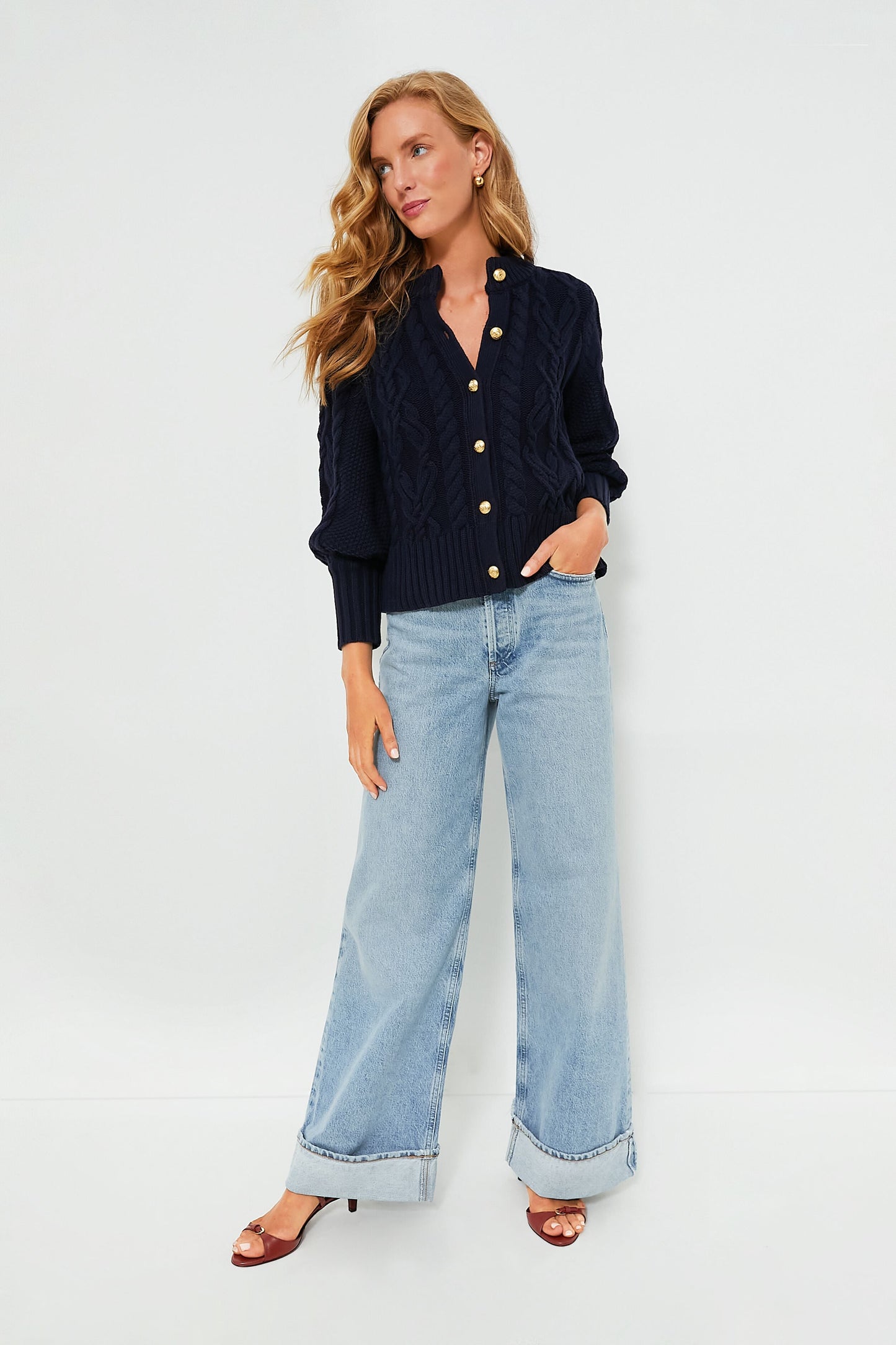 Navy Cotton Colette Cardigan