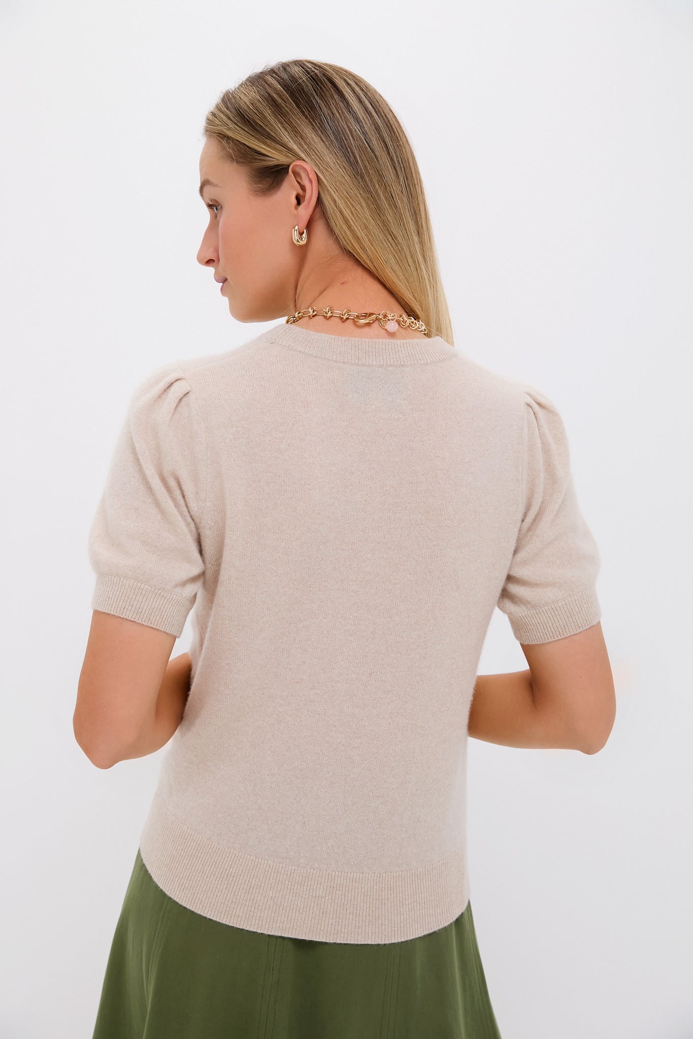 Sandstone Short Sleeve Cashmere Audrey Sweater