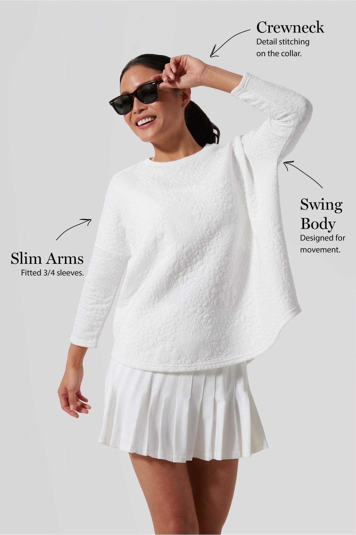 White Fleur Ally Swing Sweatshirt