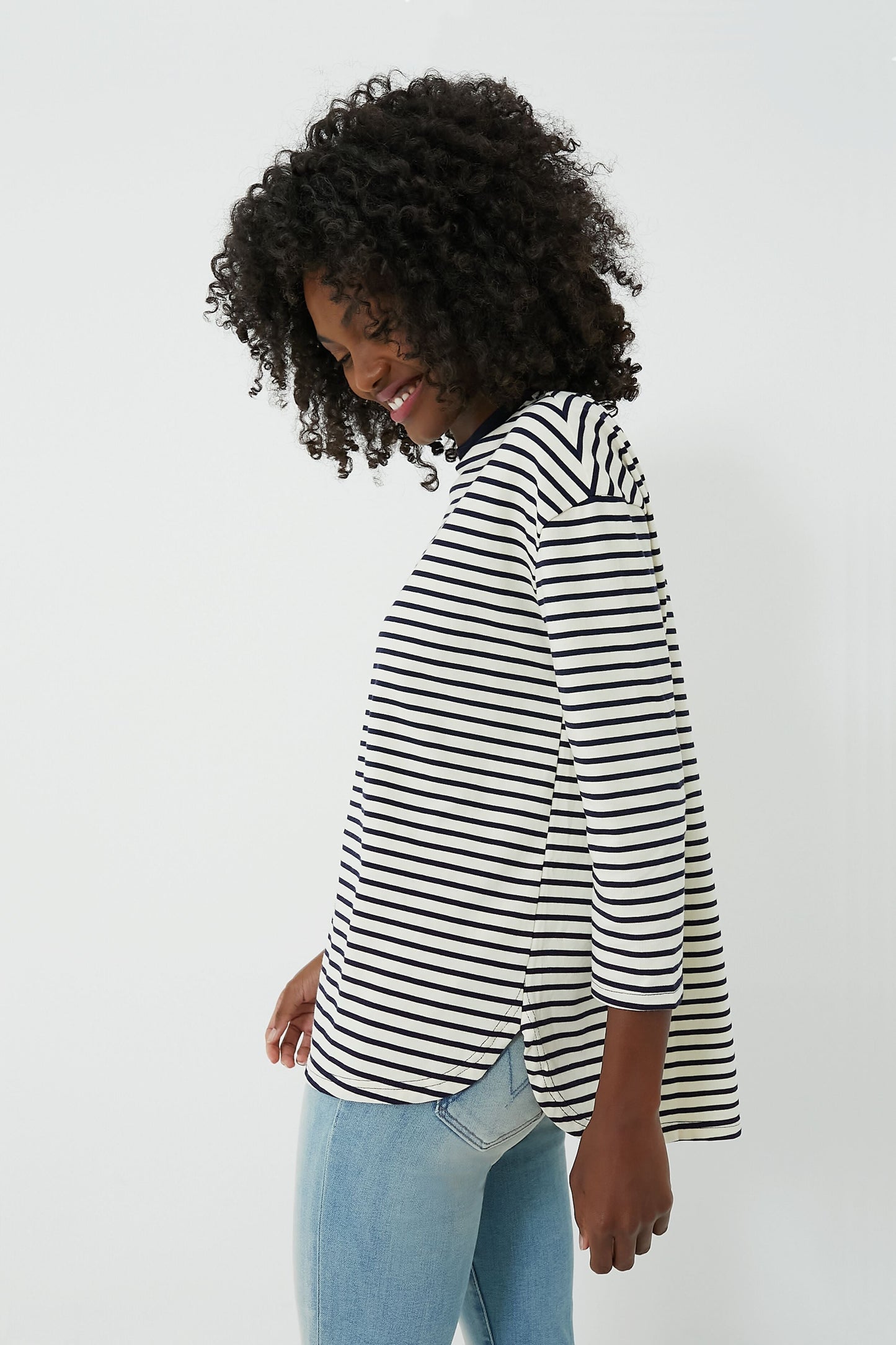 Navy Striped Knit Popover