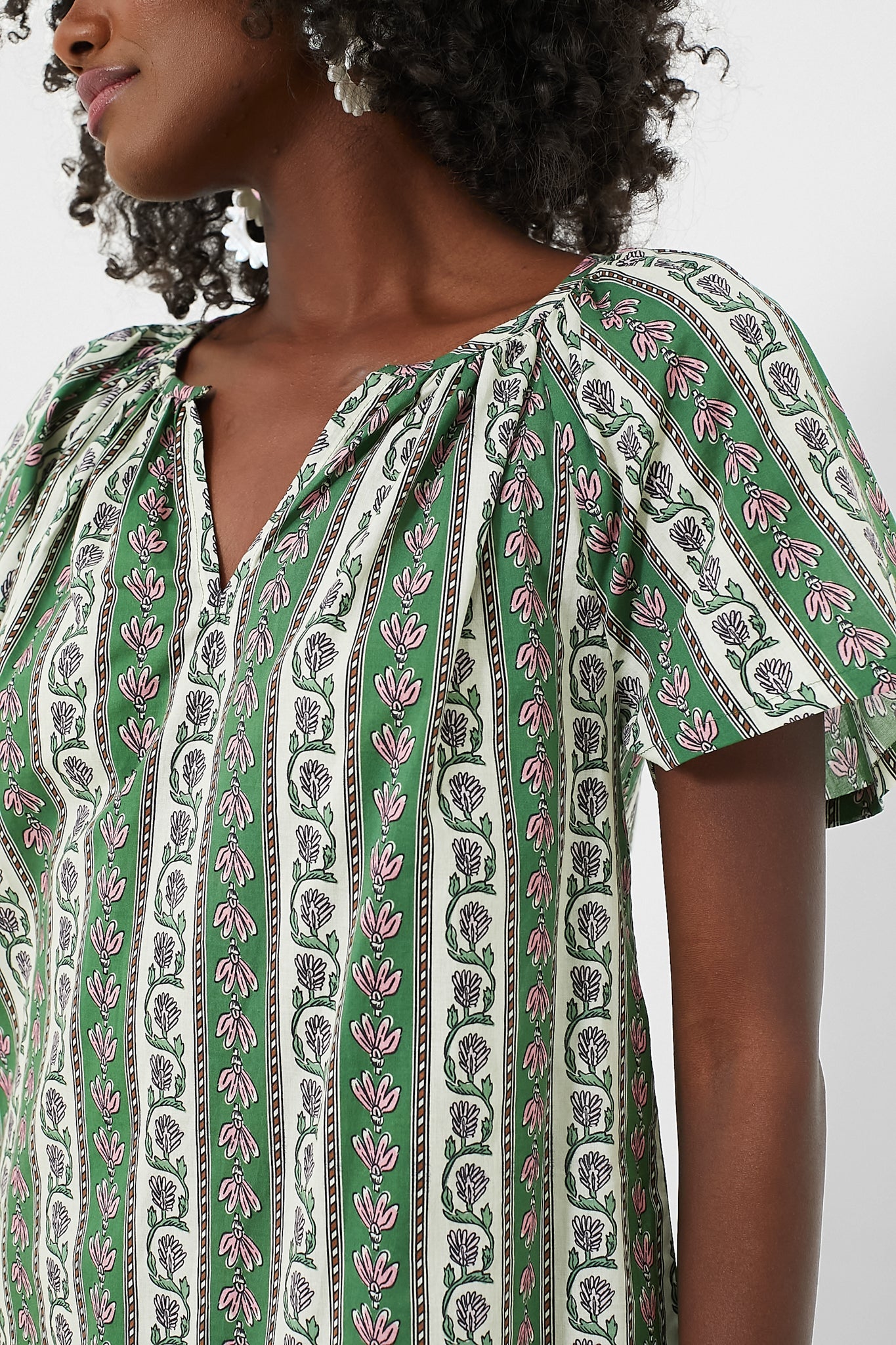 Fern and Floral Stripe Elena Top
