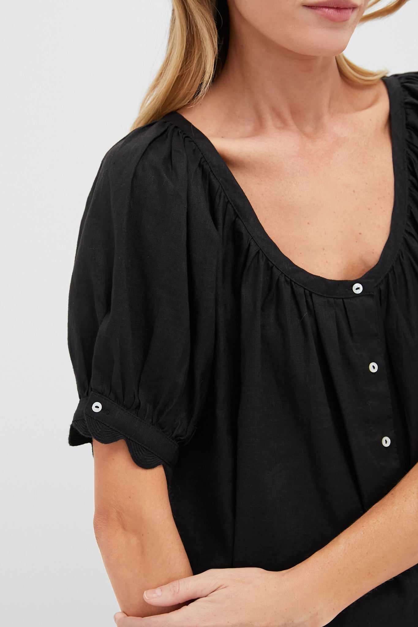 Black Linen Tully Top