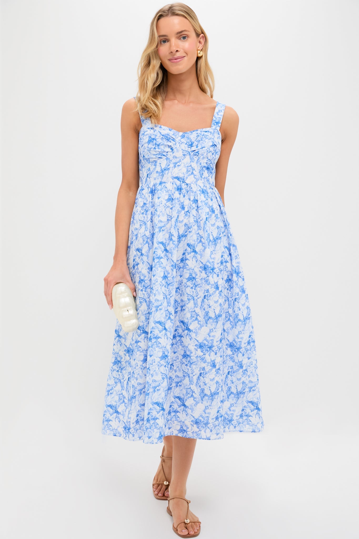 Blue Watercolor Annette Midi Dress