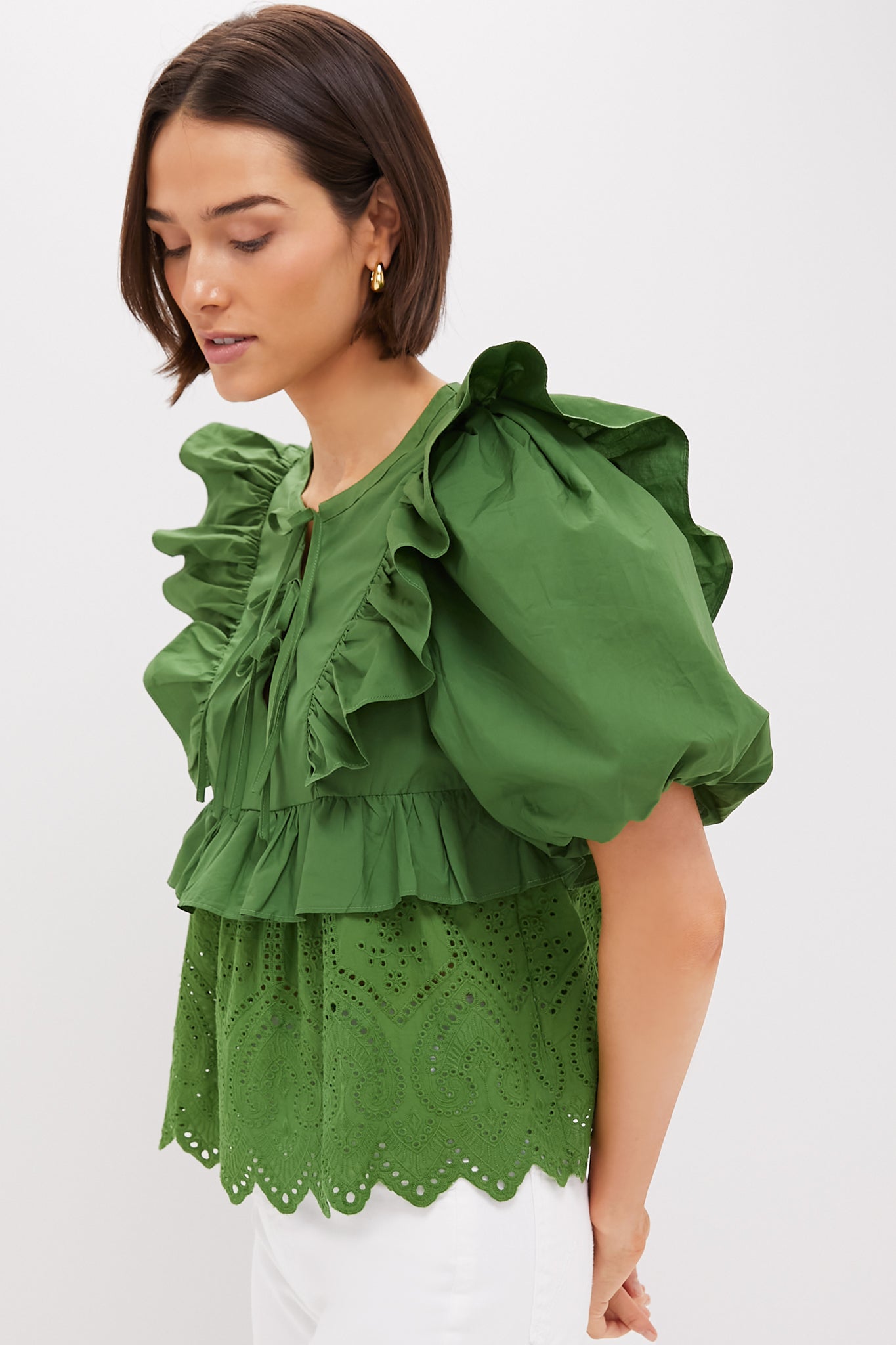 Forest Green Ruffle Nadia Blouse